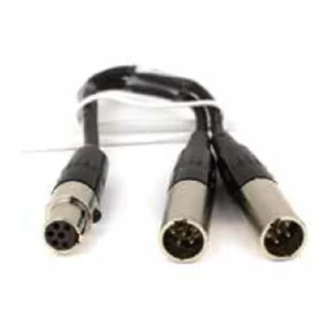 Lectrosonics MCTA6TA5M2 Dual TA5M to TA6F Mic and Line Cable for DCHT: The cable with its two TA5M connectors and TA6F plug.