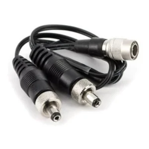 Lectrosonics PS2200A Hirose 4-Pin to Dual LZR Power Cable: The cable with its Hirose 4-pin plug and two locking LZR plugs.