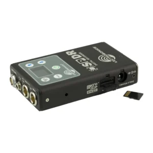 Lectrosonics SPDR Stereo Portable Digital Recorder: The side with the microSD card slot and DC input.