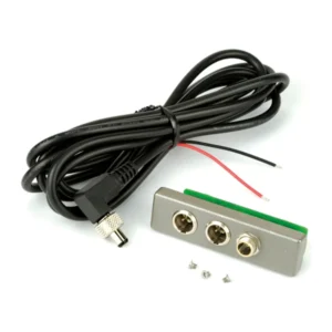 Lectrosonics SREXT Stand-Alone Adapter for SR Series Receivers: The adapter panel with its two TA3 jacks, the power cord, and spare screws.