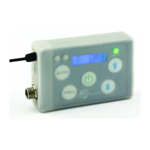 Lectrosonics SSMCVR Silicone Cover for SSM Transmitters: The cover on an SSM transmitter, its LCD and buttons showing through.