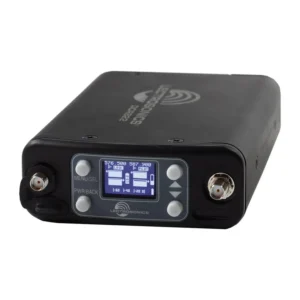 Lectrosonics DCR822 Compact Dual-Channel Digital Receiver: The receiver from the front, with its display and SMA antenna jacks.