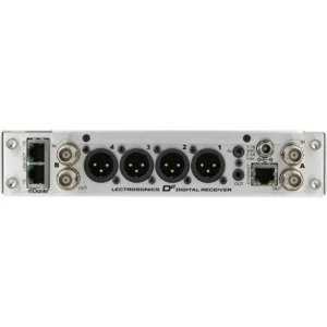 Lectrosonics DSQD 4 Channel Digital Receiver: The rear panel of the Dante version.