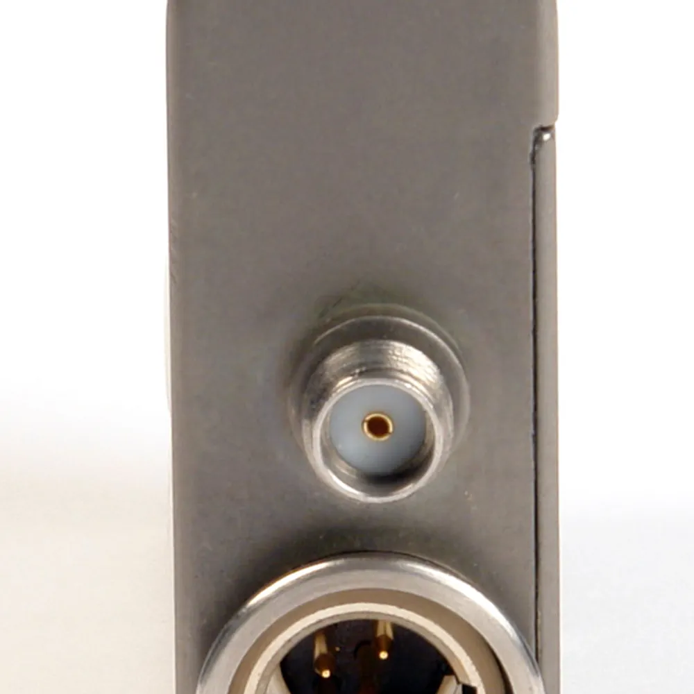 Lectrosonics SMV Belt-Pack Transmitter: The top of the housing with its TA5M input and antenna jack.