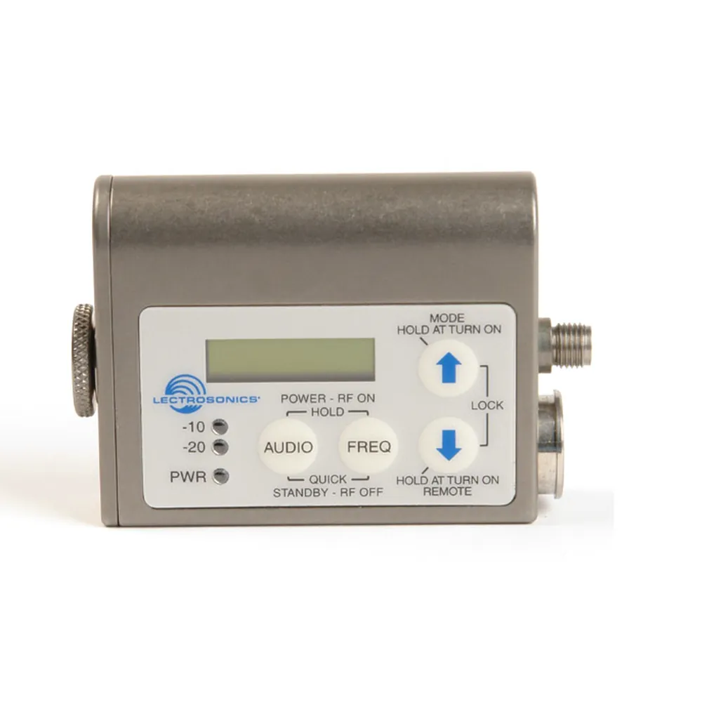 Lectrosonics SMV Belt-Pack Transmitter: The keypad side at an angle.