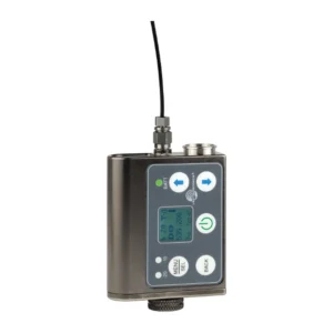 Lectrosonics SMWB Single-Battery Wideband Belt-Pack Transmitter: The transmitter standing upright with its antenna.