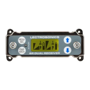 Lectrosonics SRc and SRc5P Dual-Channel Slot Mount Receiver: The SRc front panel with its LCD and membrane switches.