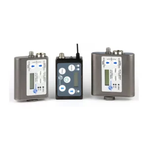 Lectrosonics SSM Micro Belt-Pack UHF Transmitter: Three transmitters showing the front, the keypad, and the back.