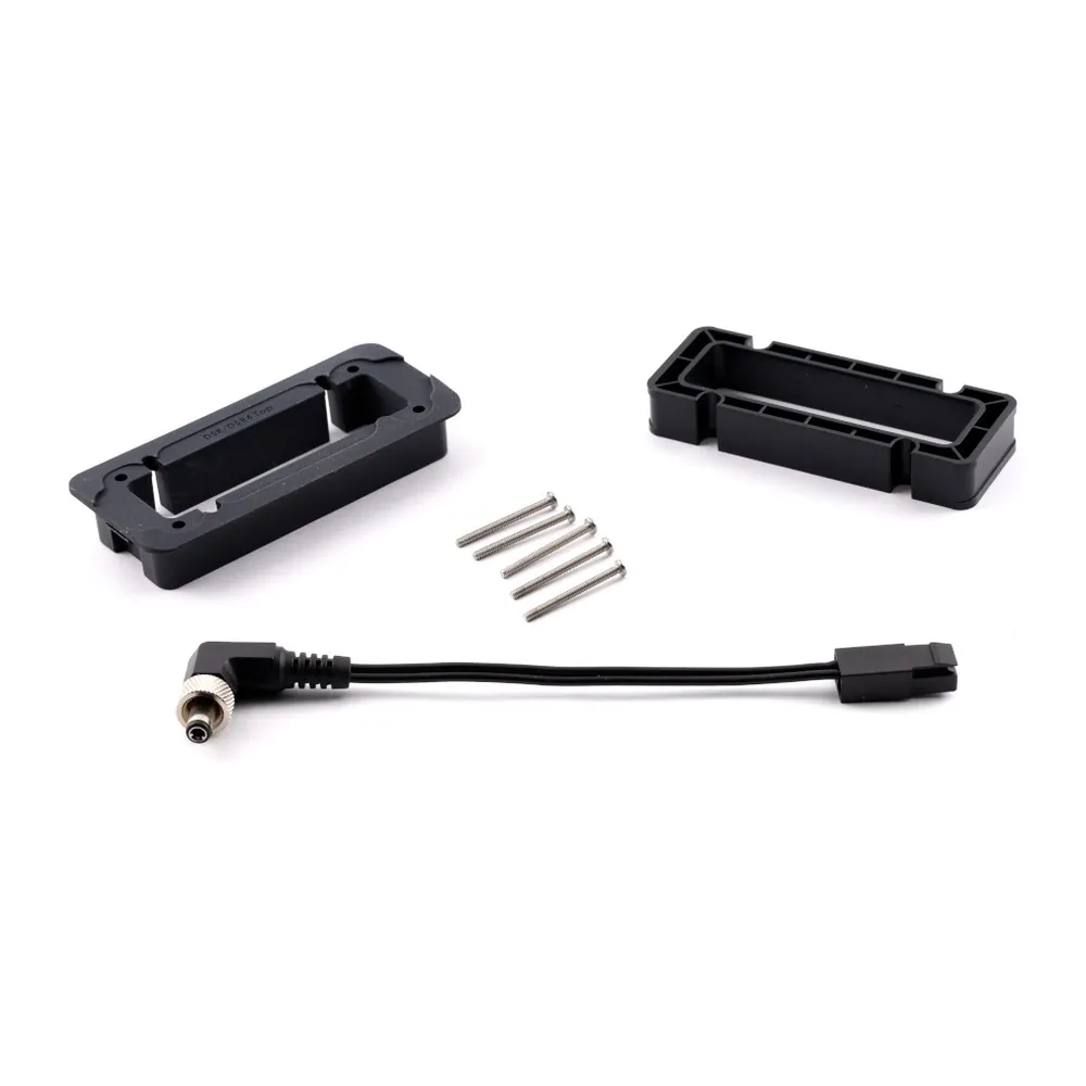 Lectrosonics Receiver Mounting Kits for UMCWB-L: The DSR and DSR4 kit's bezel, frame, five screws, and DC power tail.