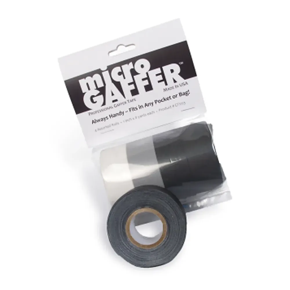 Visual Departures microGAFFER Tape 1 in x 8 yd (Classic, 4-Pack): The rolls in their microGAFFER retail pack.