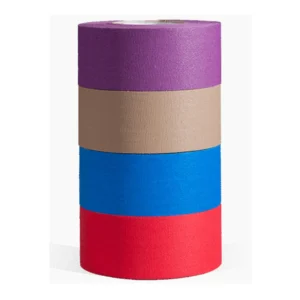 Visual Departures microGAFFER Tape 1 in x 8 yd (Color, 4-Pack): Purple, brown, blue, and red rolls of microGAFFER tape stacked.
