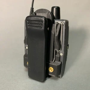 Nylon Industries Sennheiser G Series Belt Clip, clip fitted on a Sennheiser bodypack.
