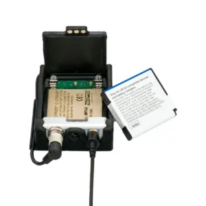 Nylon Industries ZMT Nylon Plug-On Adapter, frame with a ZMT transmitter and its NP-50 battery inside.