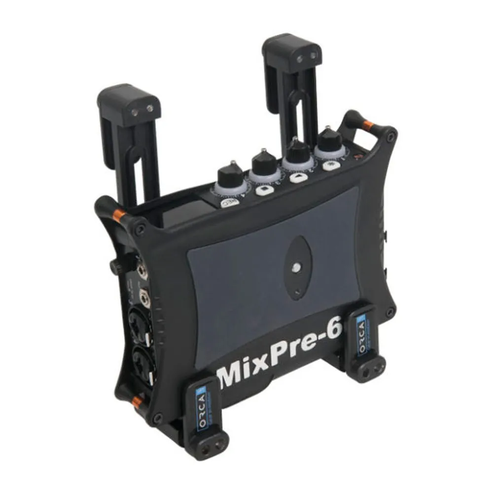 ORCA OR-1000-1 Aluminum Lift System for ORCA Audio Bags: the lifts holding a MixPre-6.