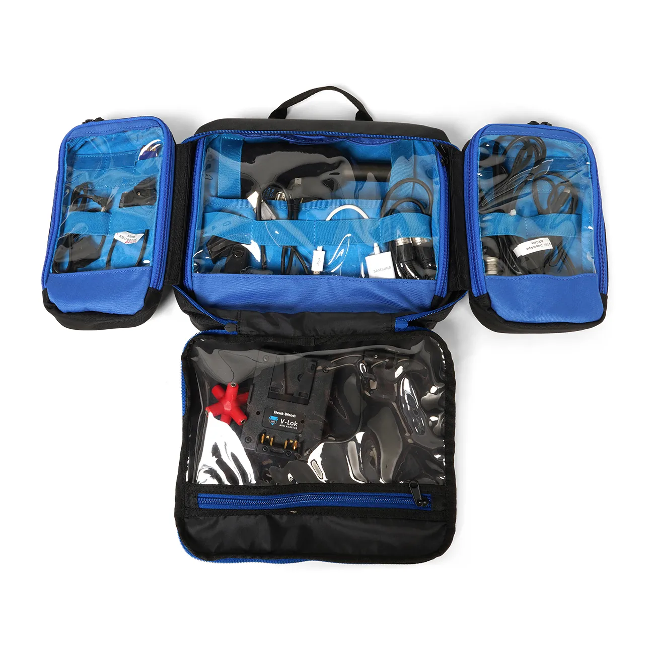 ORCA OR-119 Audio/Video Organizer Pouch: all three sections opened.