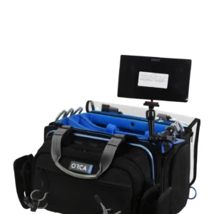 ORCA OR-150 Aluminum Antenna Holder for ORCA Audio Bags: holding a monitor on an ORCA bag.
