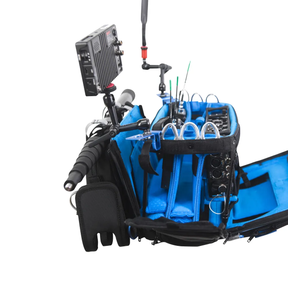 ORCA OR-150 Aluminum Antenna Holder for ORCA Audio Bags: two holders on a loaded bag.