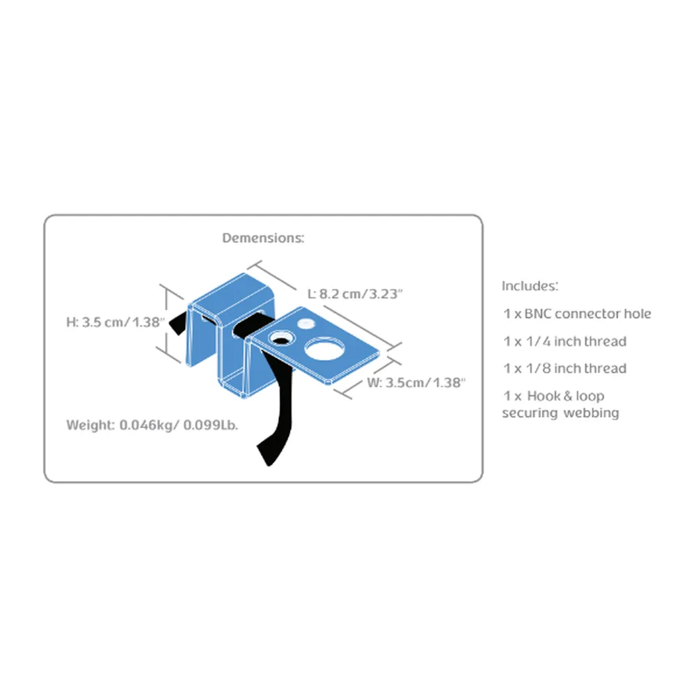 ORCA OR-150 Aluminum Antenna Holder for ORCA Audio Bags: the size diagram.