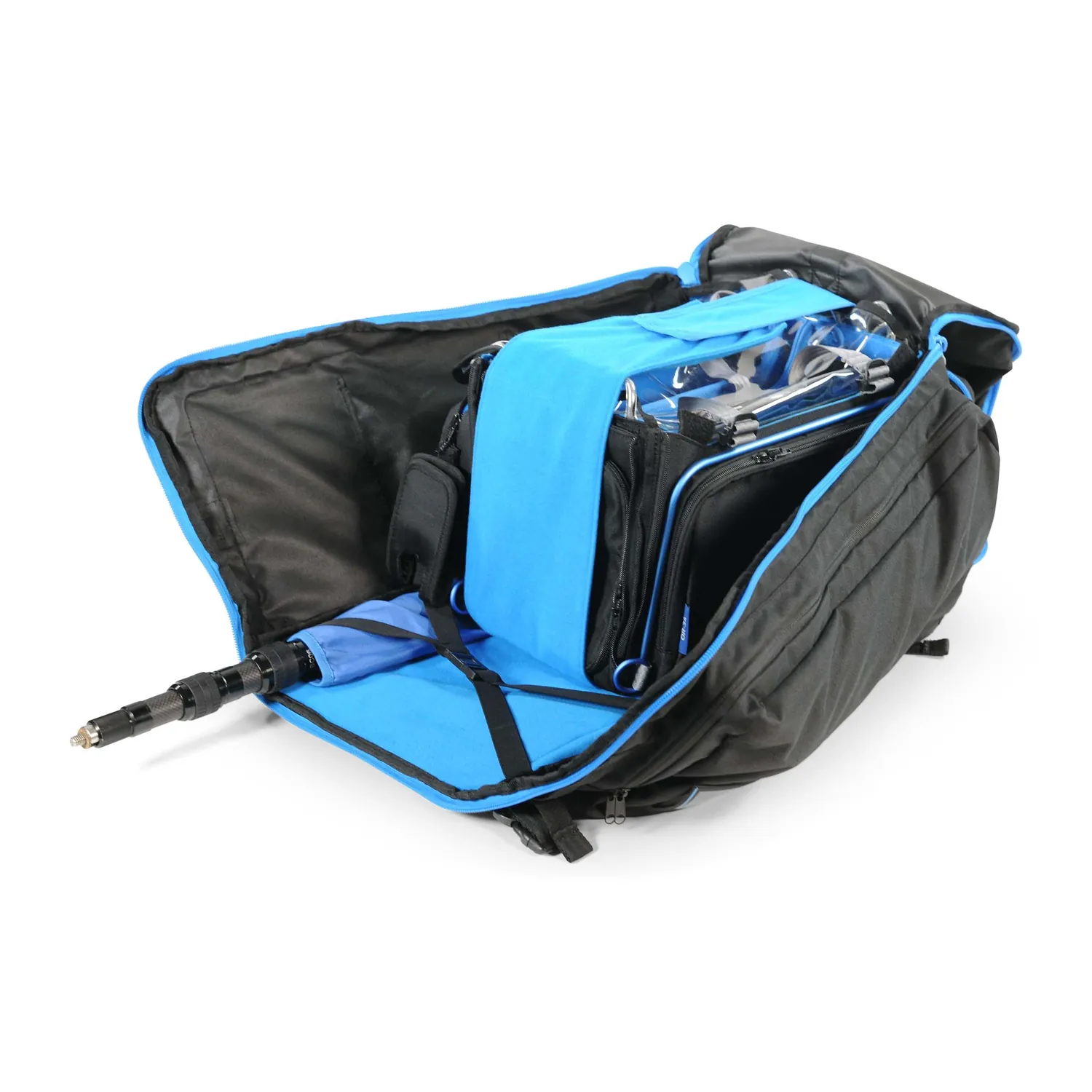 ORCA OR-165 Audio Duffel Bag with Backpack Straps: opened from the top.