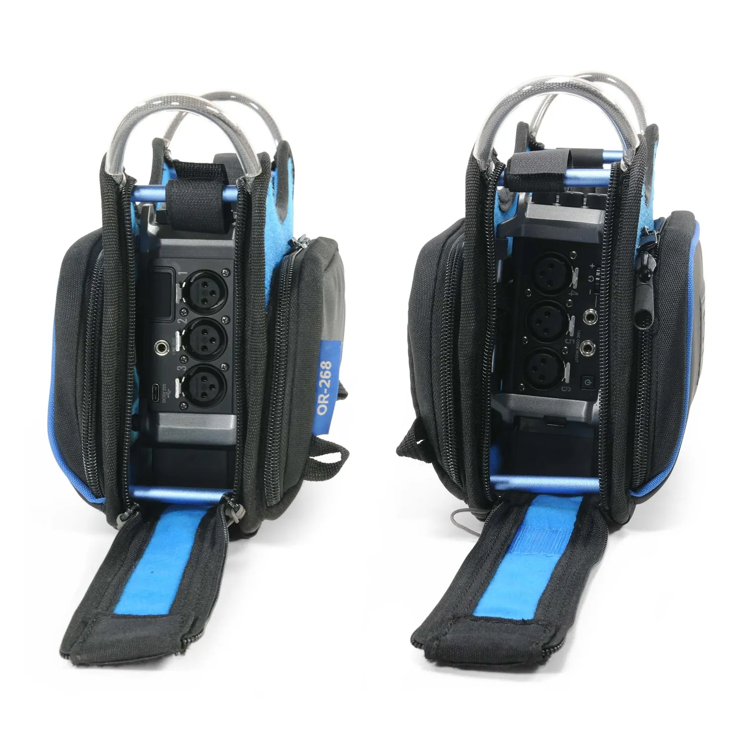 ORCA OR-268 Low Profile Audio Mixer Bag for Zoom F6: both sides opened.