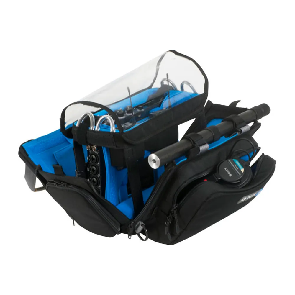 ORCA OR-280 Small Audio Mixer Bag for MixPre: the clear top cover over the open bag.