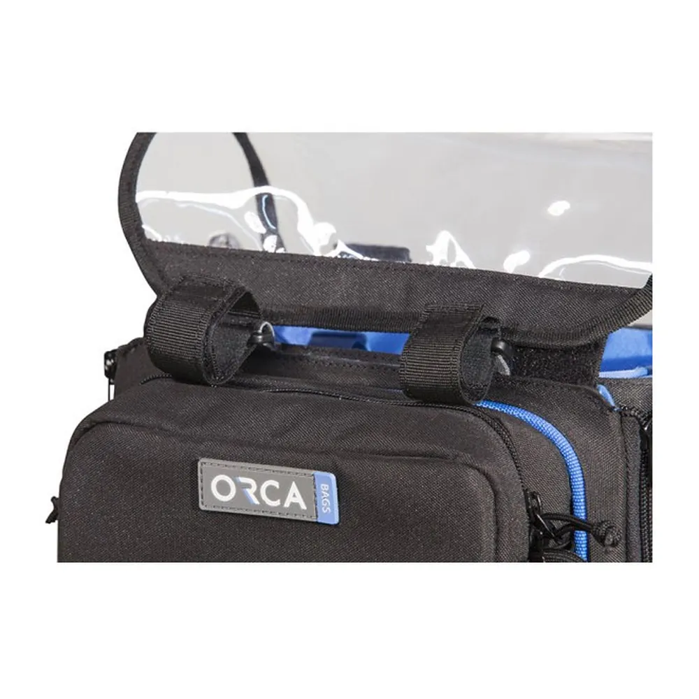 ORCA OR-28 Small Audio Mixer Bag for Zoom F8 and MixPre-6: the top flap and handles.