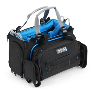ORCA OR-30 Audio Mixer Bag with Detachable Front Panel: the bag from the front corner.