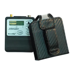 ORCA OR-311 Pouch for Zaxcom TRX-LA Series and ZMT4 Transmitters: the pouch beside the transmitter.