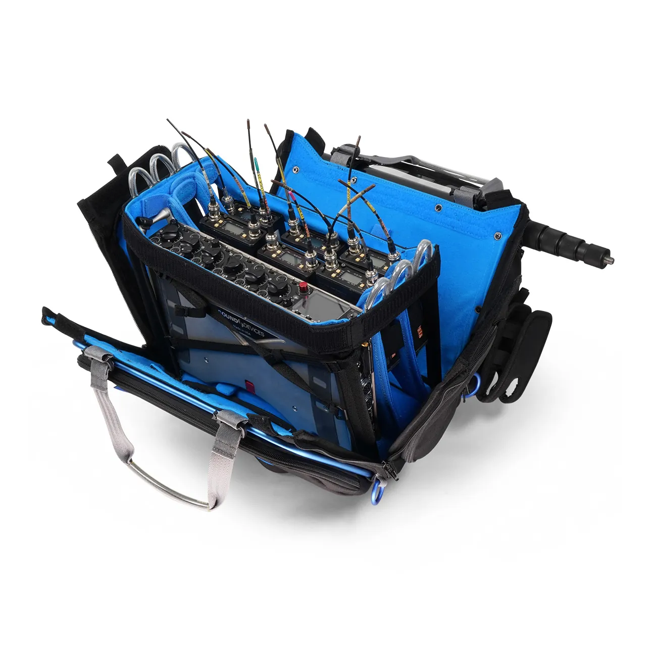 ORCA OR-332 Premium Audio Mixer Bag for Scorpio, 888, and 688: loaded and opened.