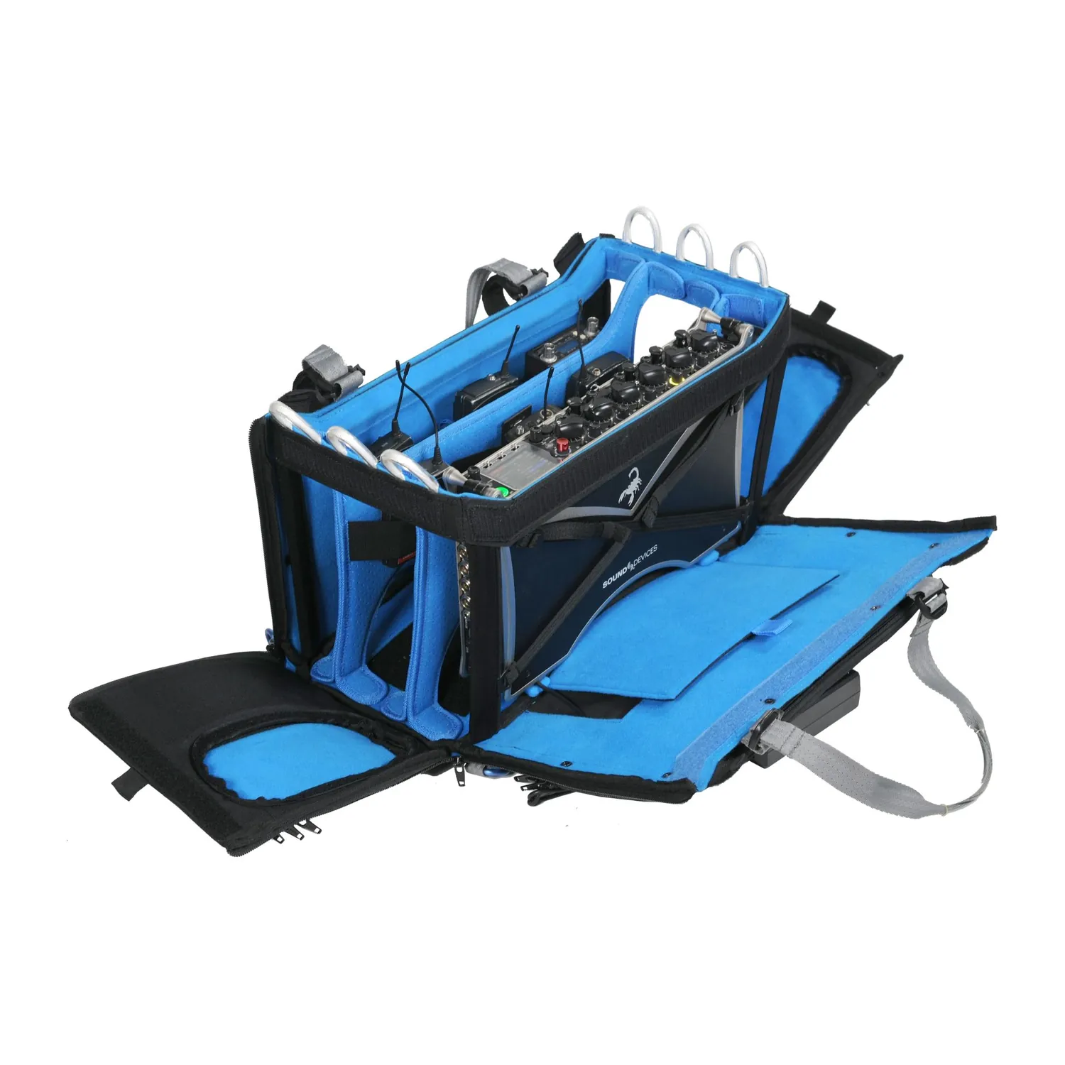ORCA OR-334 Premium Audio Mixer Bag for Scorpio and Deva 24: the front panel lowered.