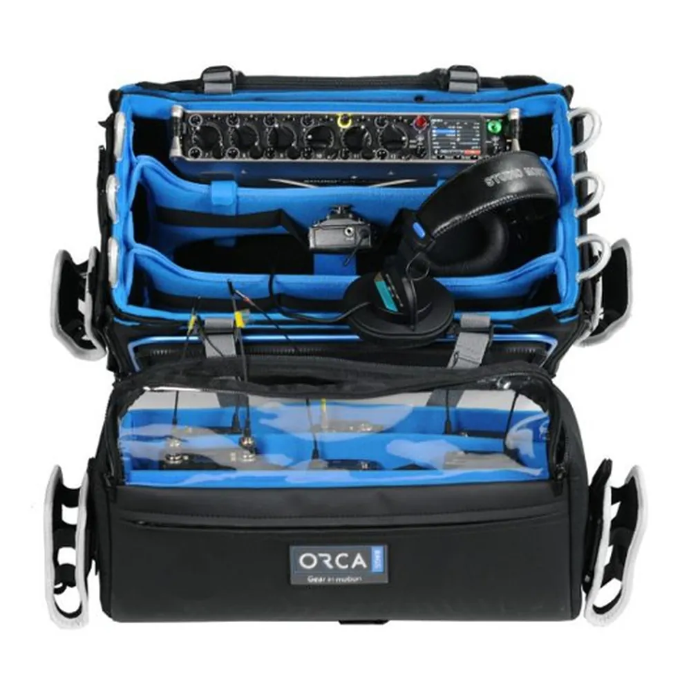 ORCA OR-334 Premium Audio Mixer Bag for Scorpio and Deva 24: the front opened, seen straight on.