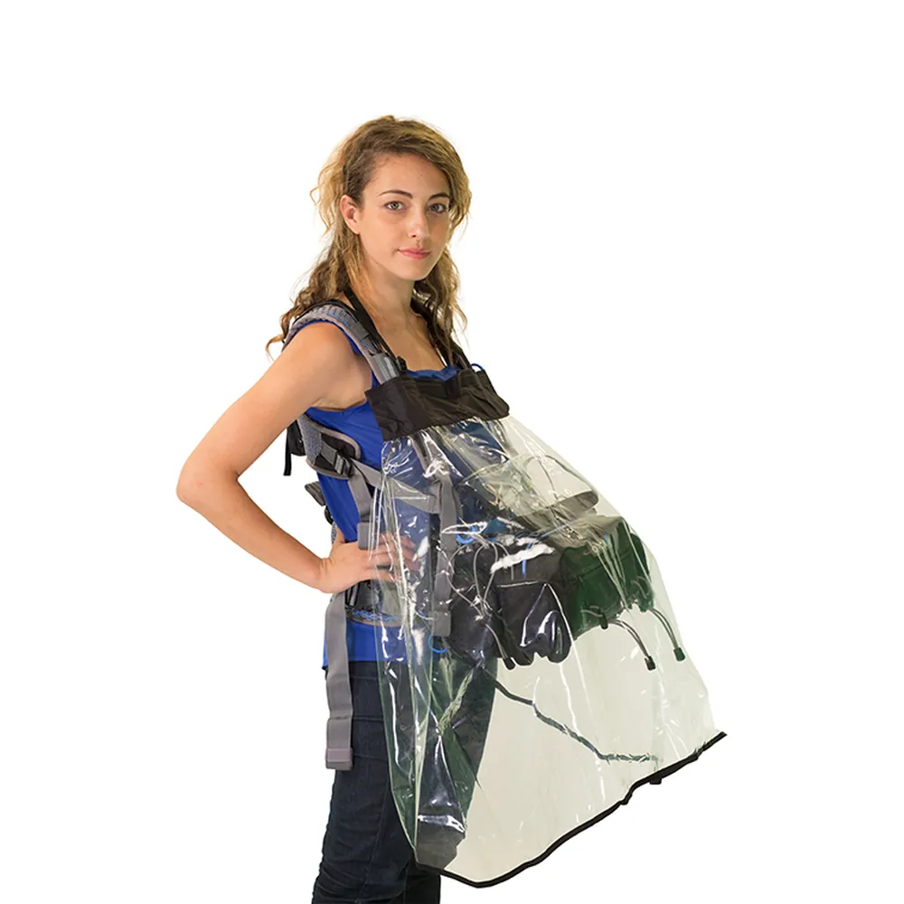 ORCA OR-35 Audio Bag Rain Cover: worn, from the side.