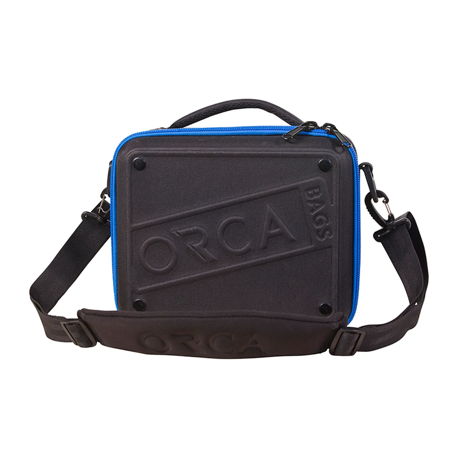 ORCA OR-67 Hard Shell Accessories Bag (Small): the case closed with its shoulder strap.