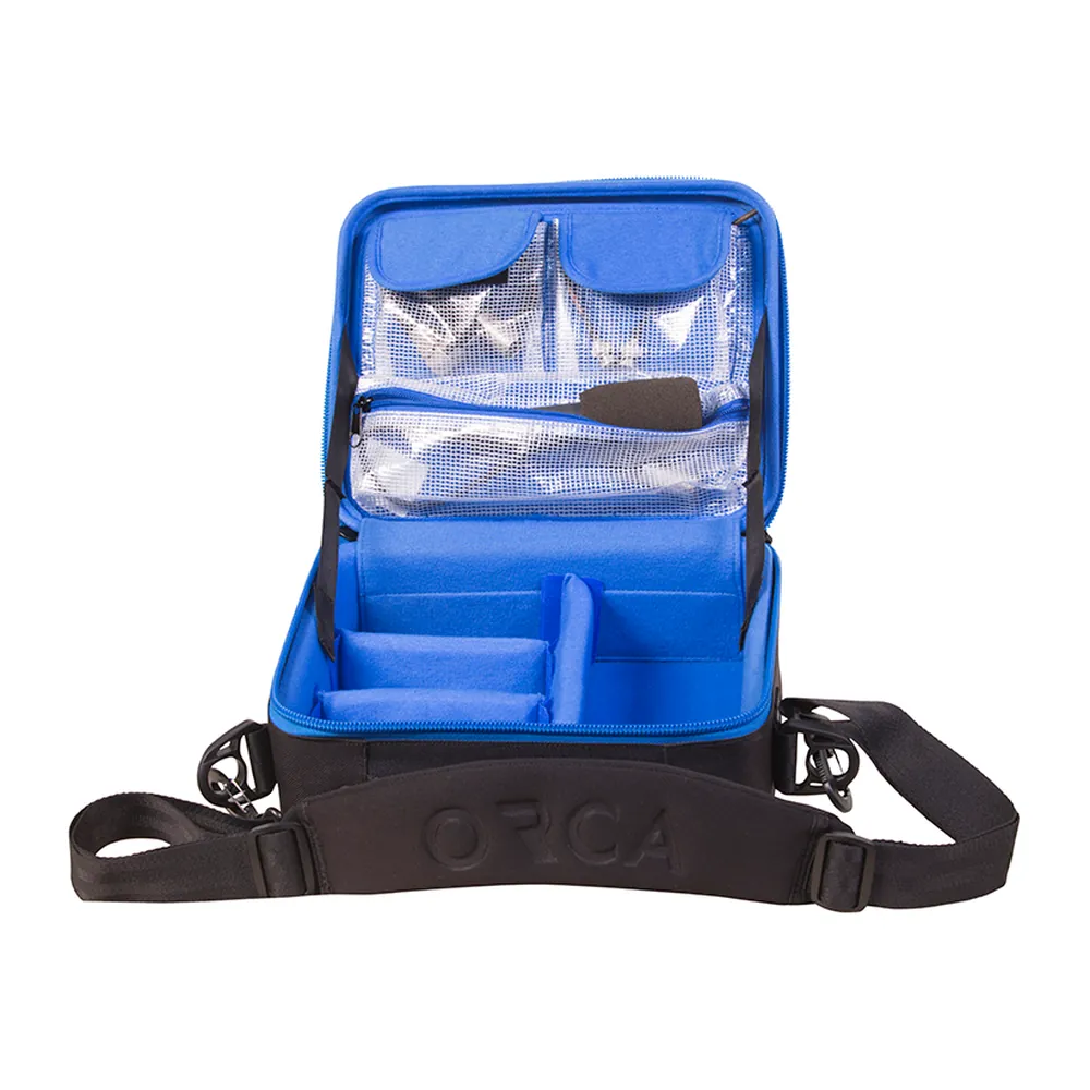 ORCA OR-67 Hard Shell Accessories Bag (Small): opened, with the lid pockets.