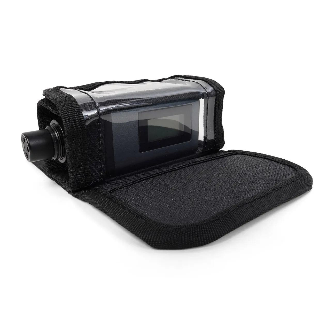 ORCA OR-78 Boom Pole Wireless Holder: holding a transmitter, laid open.