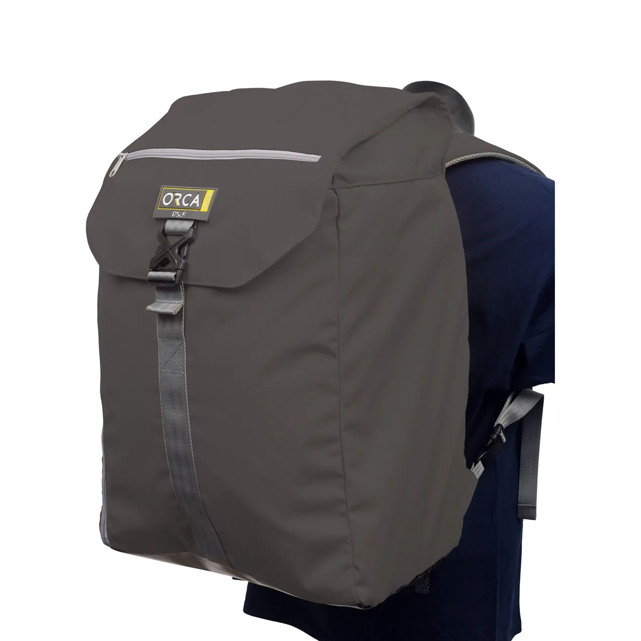 ORCA OR-542 DSLR Accessories Cart with Detachable Backpack: the gray backpack worn.