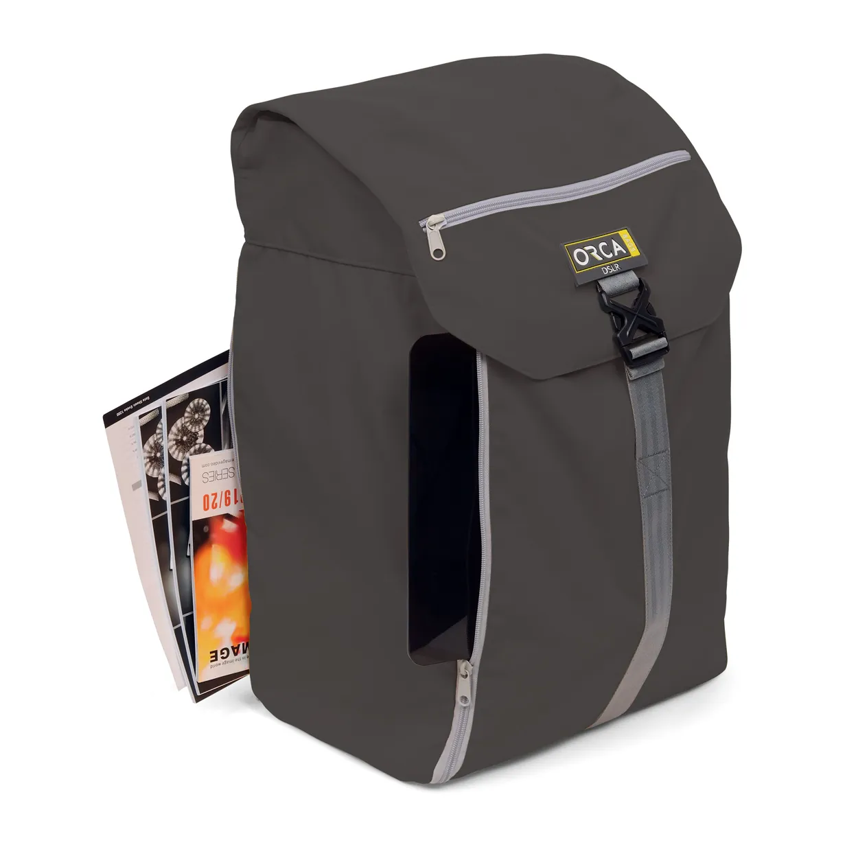 ORCA OR-542 DSLR Accessories Cart with Detachable Backpack: the gray backpack pockets.