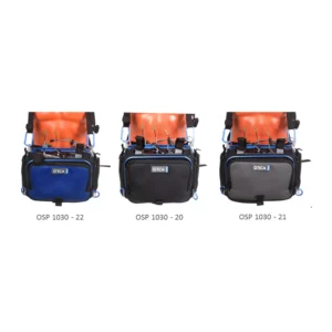 ORCA OSP-1030 Front Cover for OR-30 and OR-330 Audio Bags: the front covers in blue, black, and gray on OR-30 bags.