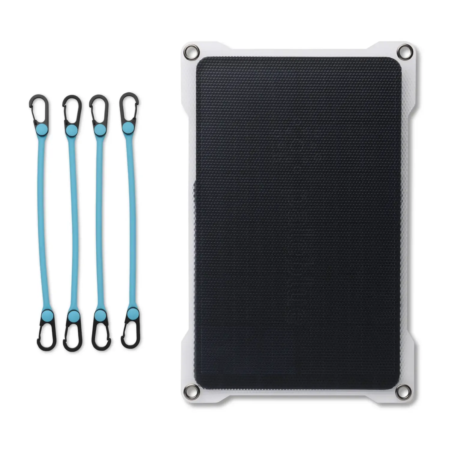 Paleblue Approach 1 Single-Panel Solar Charger shown from the front on white with its four grip cords.