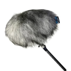 Radius Replacement Fur Wind Covers for Rycote Cyclone, gray fur cover on a Rycote Cyclone Small.
