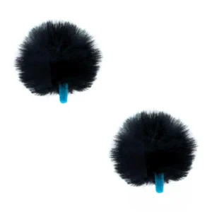 Radius Puffer Urchin Lavalier Windshields, pair of black Puffer Urchins with blue straps.