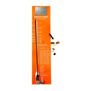 Remote Audio ANSMARA Miracle Whip UHF Antenna Kit with Right-Angle SMA: The antenna kit on its block chart card with color-coded caps.