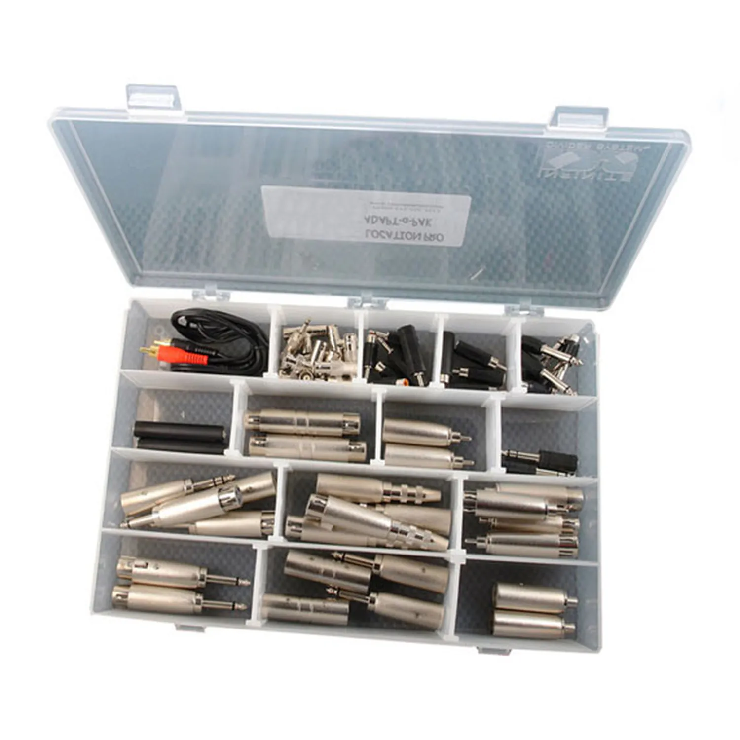 Remote Audio Adapt-a-Pak Pro Adapter Kit: The Adapt-a-Pak Pro case open with its adapters in their compartments.