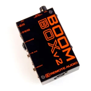 Remote Audio BCSBBV2 Boom Box v2 Talkback Box for Boom Operators: The Boom Box v2 and its labeled controls.