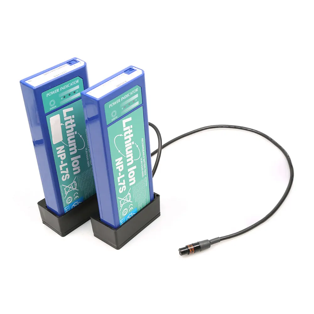 Remote Audio BDSNPADWX2 BDS Input Cable with Dual NP-1 Cups: Two NP-1 batteries in the cups.