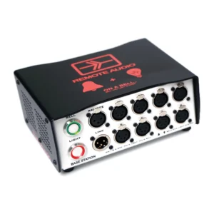 Remote Audio BLMPS Bell and Light Base Station Power Supply: The base station with its outlets and illuminated pushbuttons.