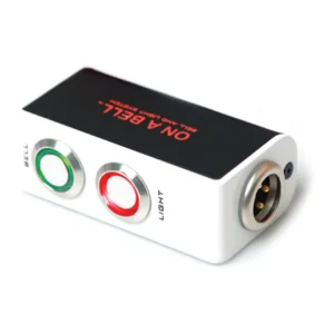 Remote Audio BLREM Bell and Light Remote Control: The white remote with its green bell and red light buttons.