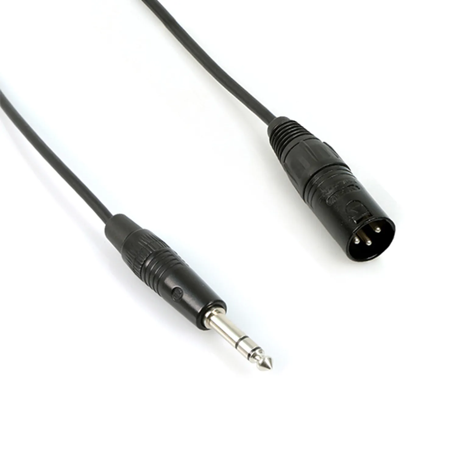 Remote Audio CA1/4X3M18 Balanced Adapter 1/4 in TRS to XLR3M: The 1/4 in TRS plug and XLR3M up close.