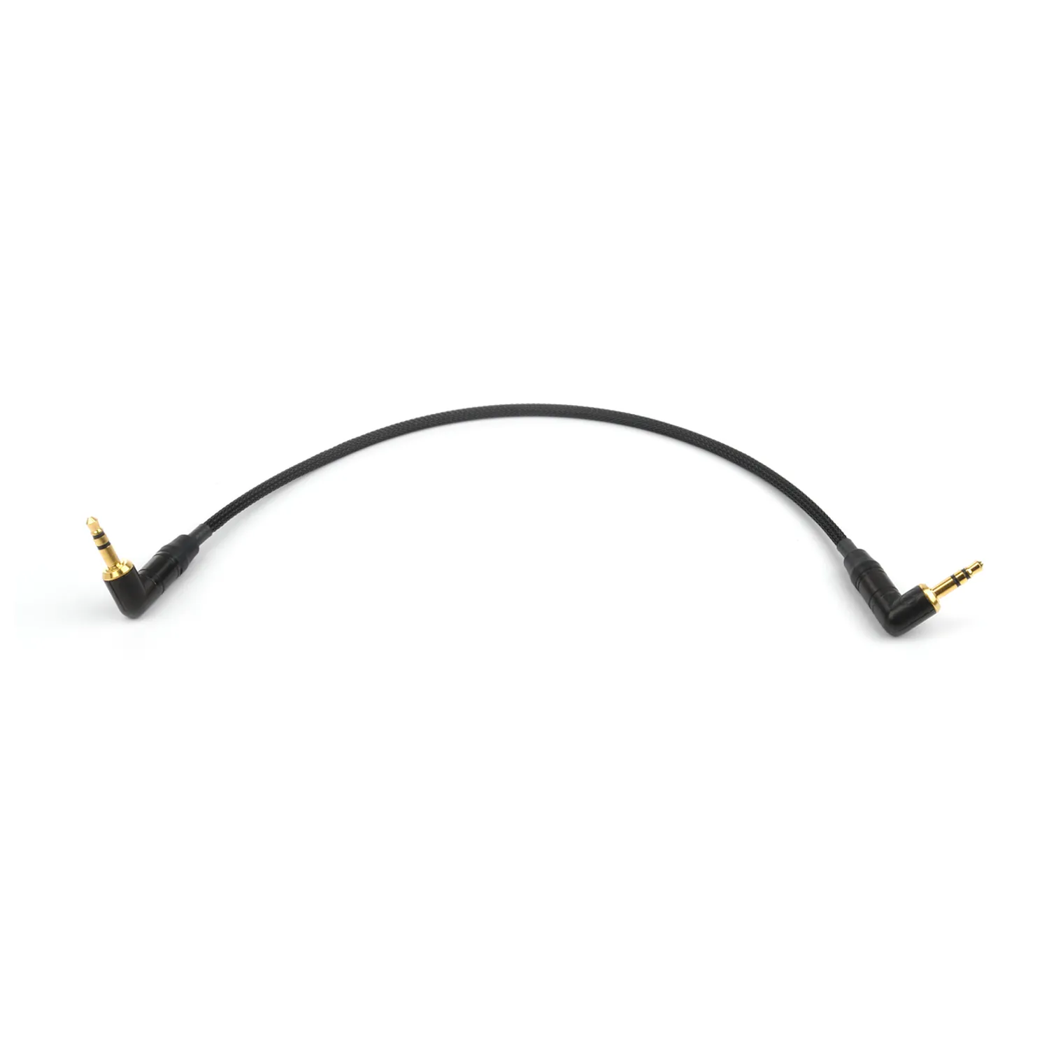 Remote Audio CA1/8L10 Right-Angle Stereo Jumper Cable: The 10 in jumper with its two right-angle 3.5 mm plugs.