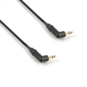 Remote Audio CA1/8L24 Right-Angle 3.5mm TRS Stereo Jumper Cable: The two right-angle 3.5 mm TRS plugs up close.